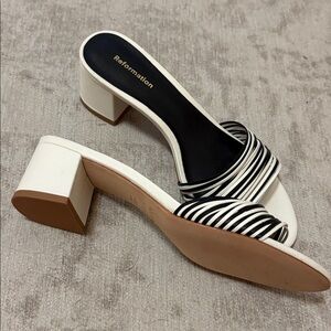 New Striped Block Heel Sandals - never worn
